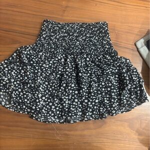 Rewash Black and White Floral A-Line Skirt